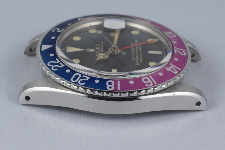 1965 Rolex GMT 1675 Brown Glossy Gilt Dial with Fuchsia Insert