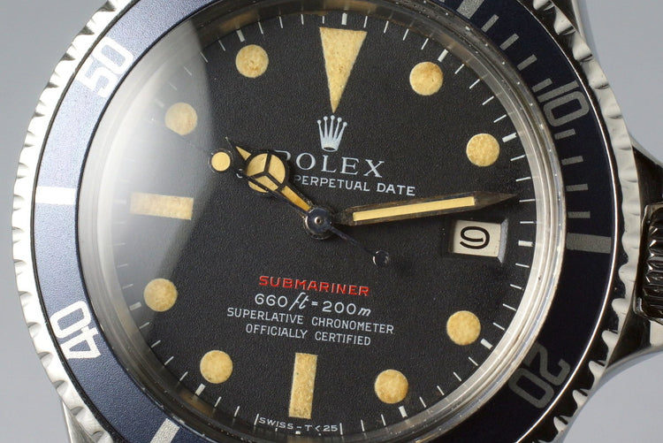 1970 Rolex Red Submariner 1680 Mark IV Dial with Box and RSC Papers