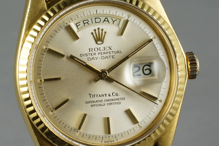 1975 Rolex YG Day-Date 1803 Tiffany & Co. Dial and Authentication Papers