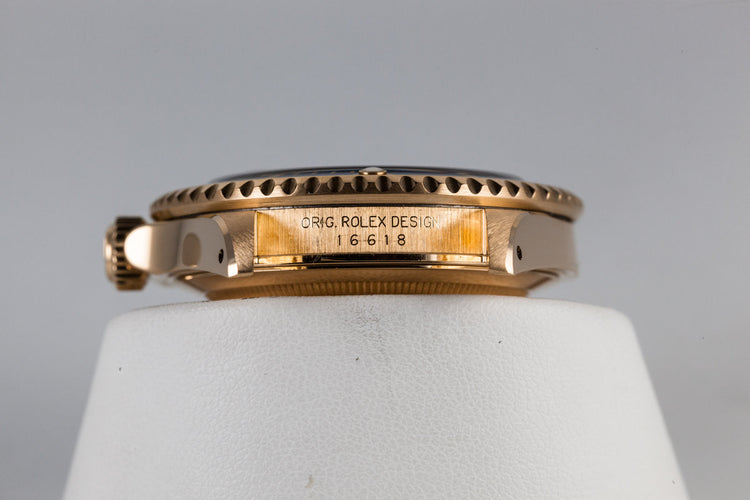 2002 Rolex 18K YG Submariner 16618 Blue Dial