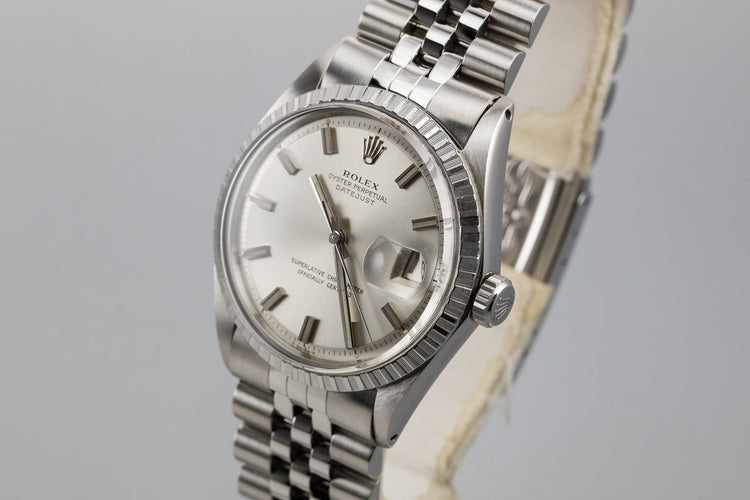1971 Rolex DateJust 1603 Silver Wide Boy Dial with Double Papers, and Rolex Service Papers
