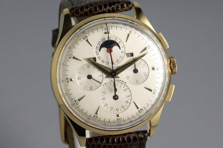 Vintage YG Universal Geneve Tri-Compax 57278 Triple Date Moonphase with Service Papers