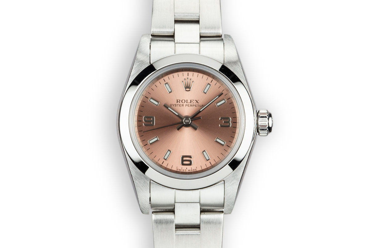 Rolex Ladies Oyster Perpetual Steel Salmon Dial Smooth Bezel Oyster Watch 76080 Rolex Oyster Perpetual Stainless Steel 76080 | SwissWatchExpo main image 2