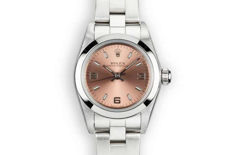 2003 Rolex Ladies Oyster Perpetual 76080 Salmon Dial with Box and Papers