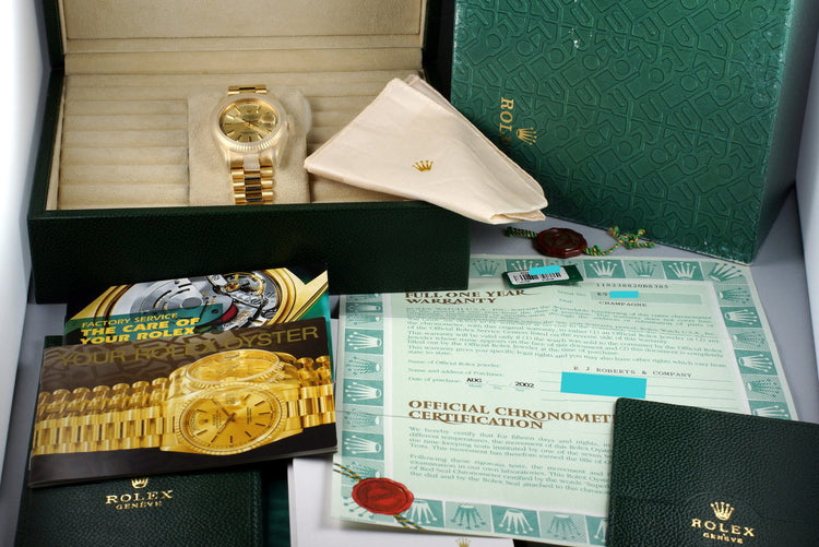 2001 Rolex YG Day-Date 118238 with Box and Papers
