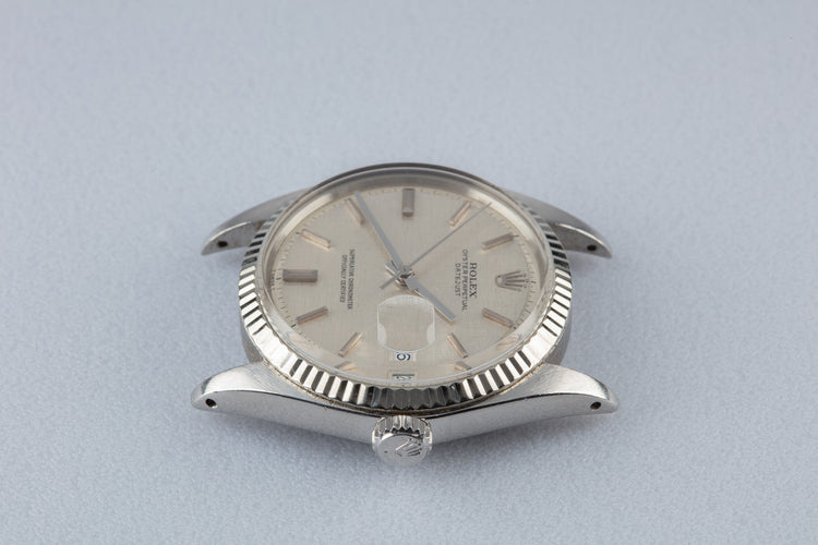 1973 Rolex DateJust 1601 with No Lume Silver Linen Dial
