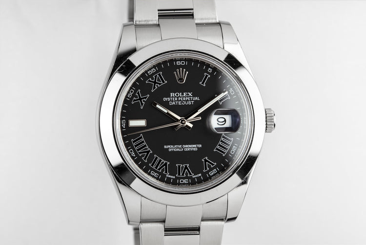 2014 Rolex DateJust 116300 Black Roman Dial with Box and Papers