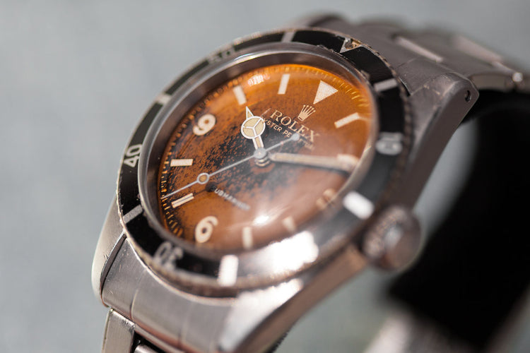 1954 Rolex Submariner Big Crown 6200 with Tropical Explorer 3, 6, 9 Dial and Big Logo Bracelet