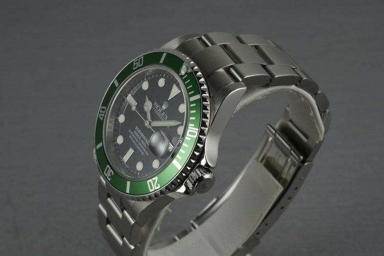 Rolex Green Submariner 16610 LV with Box and Papers M serial