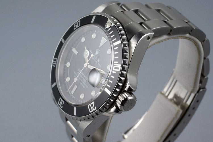 1999 Rolex Submariner 16610 with Box and Papers FULL SET