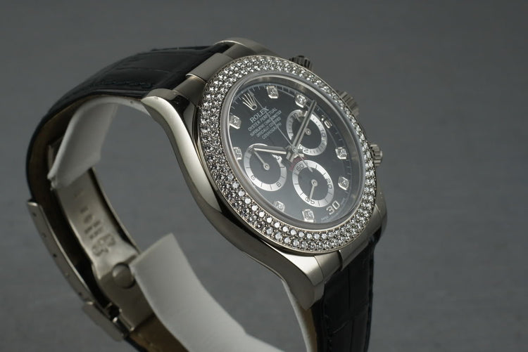 2001 Rolex WG Daytona 116589 with Factory Diamond Bezel and Dial