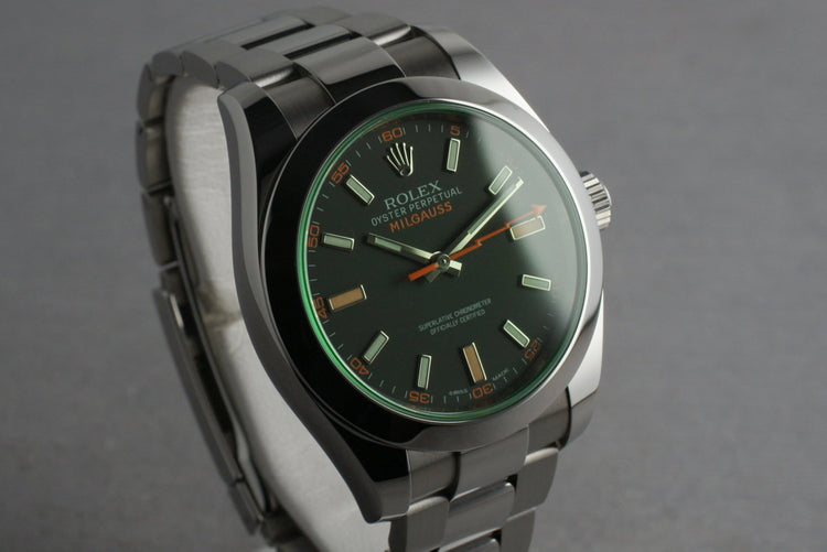2013 Rolex Green Milgauss 116400V with Box and Papers