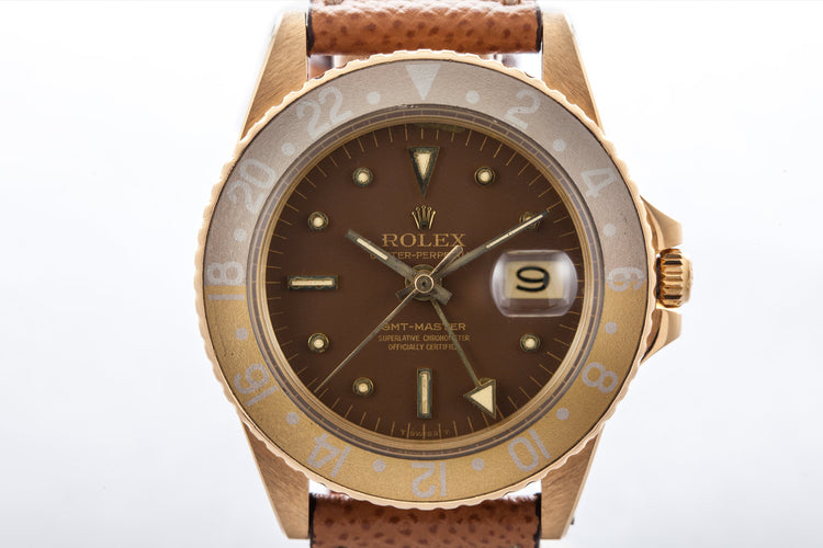 1969 Rolex 18K YG GMT 1675 Brown Dial and Concord Hands