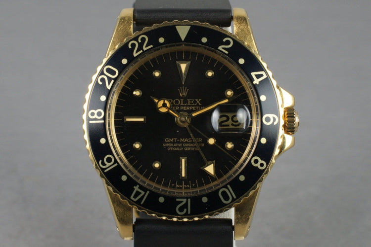 1978 Rolex 18K GMT-Master 1675 with RSC Papers