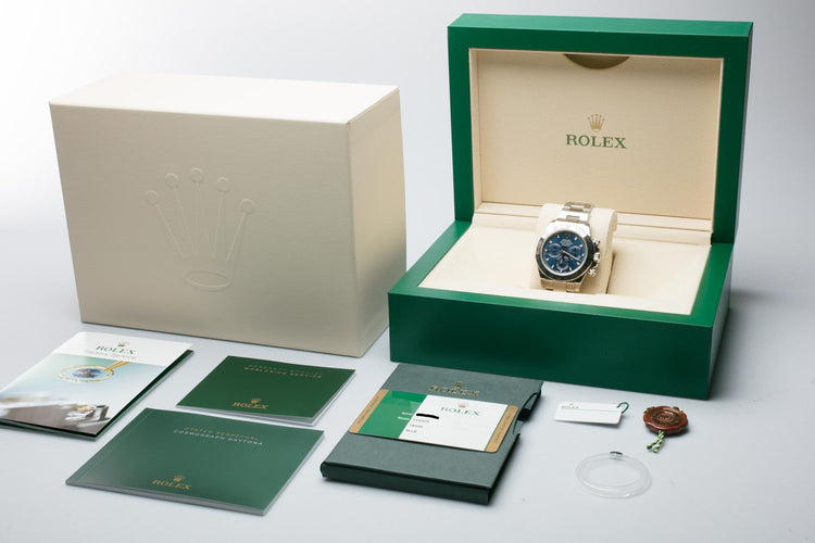 2016 Rolex 18k White Gold Daytona Chronograph 116509 Blue Dial with Box & Card