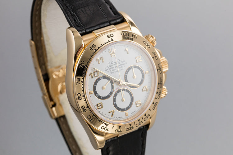 1993 Rolex 18K YG Daytona 16578 White Inverted 6 Dial with Box, Papers, and Service Papers