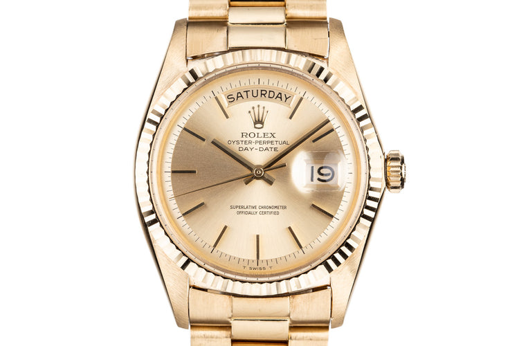 1967 Rolex 18K Gold Day-Date 1803 Gold No Lume Dial with Box and Double Punched Papers