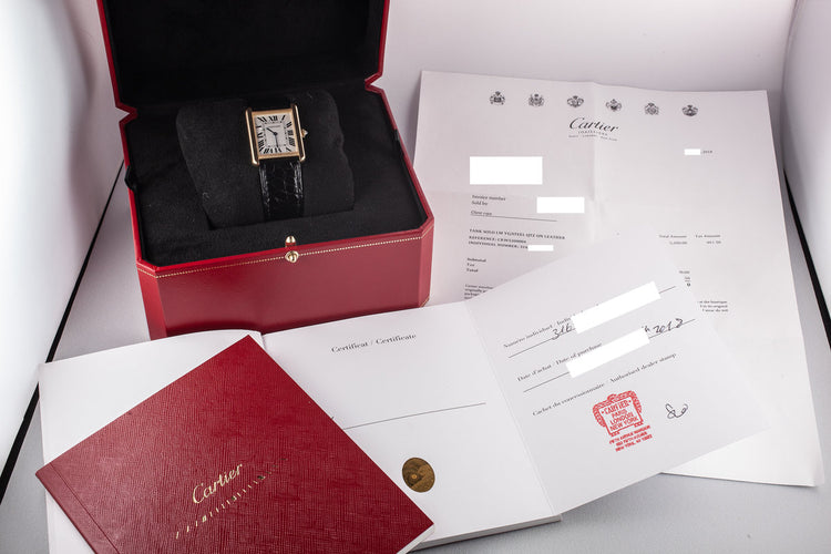 2018 Cartier 18K YG Tank Solo CRW5200004 with Box and Papers