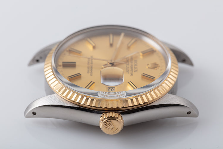 1985 Rolex 18k/SS DateJust Gold Dial