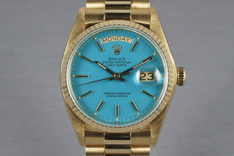1979 Rolex 18K Day-Date 18038 with Baby Blue Stella Dial