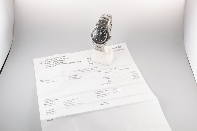 1985 Rolex Submariner 5513 "Spider" Dial with Service Papers