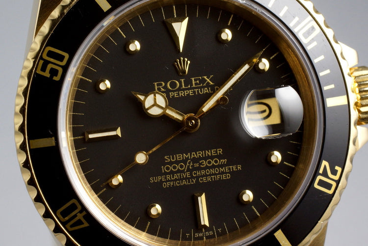 1983 Rolex YG Submariner 16808 Black Nipple Dial