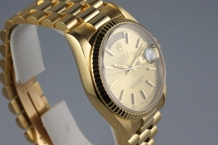 1991 Rolex YG Day-Date 18238 Champagne Dial with Box and Papers