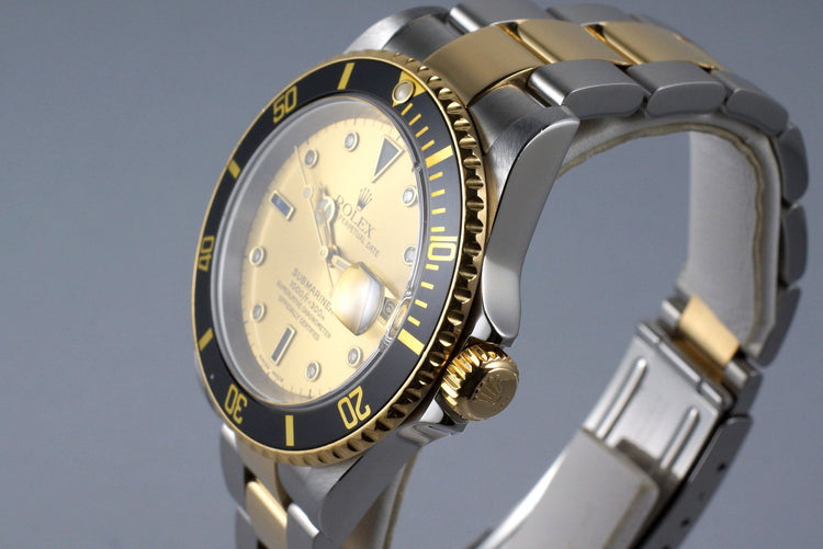 2002 Rolex Two Tone Submariner 16613 Serti Dial with Box and Papers