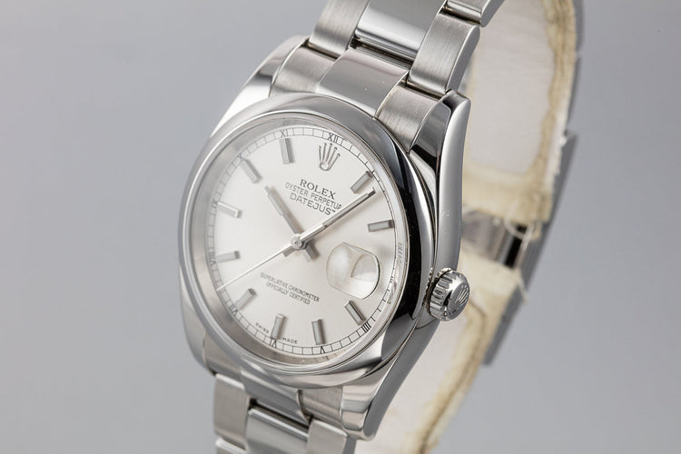 2006 Rolex DateJust 116200 Silver Dial with Roulette Date Wheel