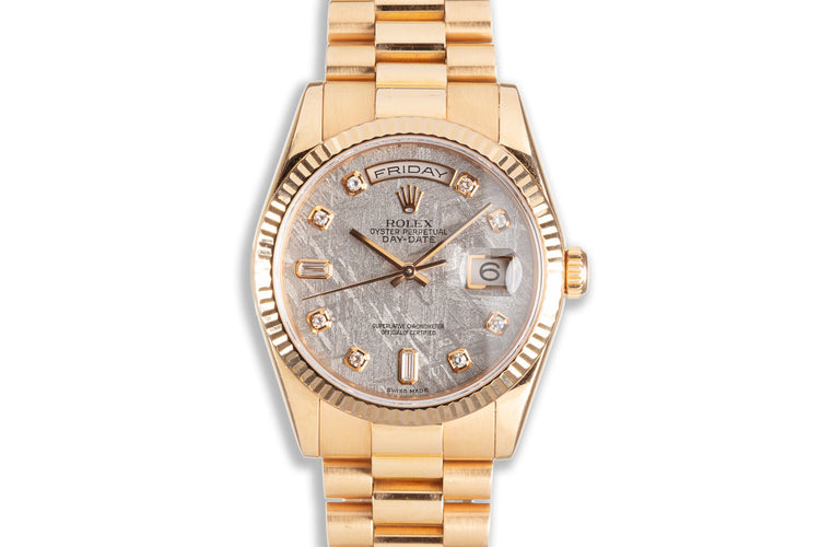 2001 Rolex 18K Rose Gold Day-Date 118235 Diamond Meteorite Dial with Box & Service Papers