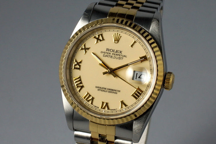 1991 Rolex Two Tone DateJust 16233 Cream Roman Dial