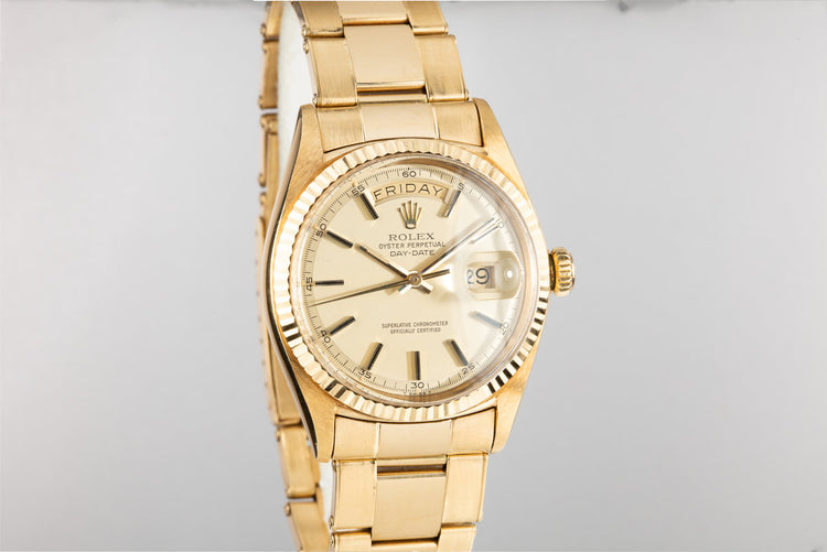 1960 Rolex 18K YG Day-Date 1803 with Matte Champagne Dial and Oyster Bracelet