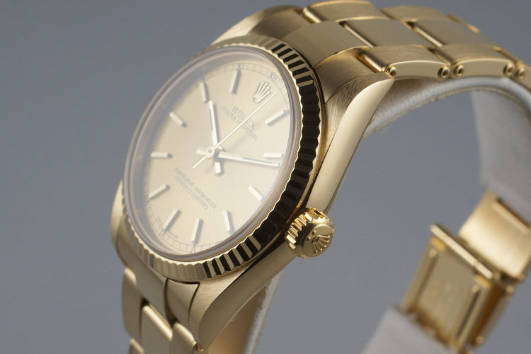 2003 Rolex YG MidSize Oyster Perpetual 77518 with Box and Papers