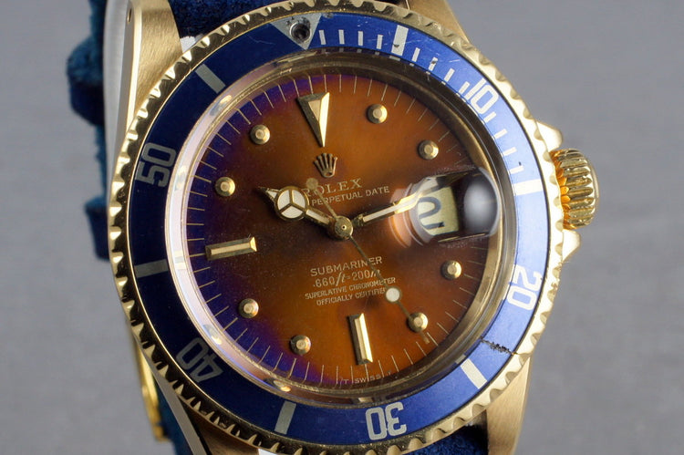 1975 Rolex 18K Yellow Gold Submariner 1680 with Tropical Blue Dial