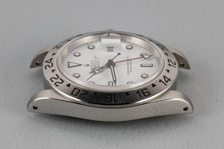 1999 Rolex Explorer II 16570 with SWISS Only White Dial