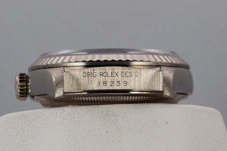 1993 Rolex 18K White Gold Day-date 18239 Silver Dial