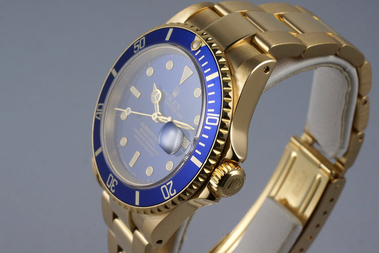 1991 Rolex YG Blue Submariner 16618