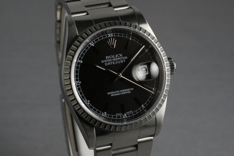 2002 Rolex DateJust 16220 Black Dial