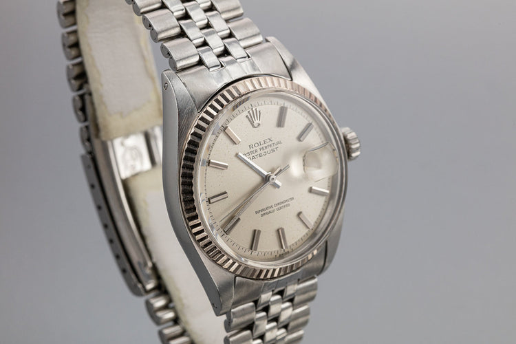 1968 Rolex DateJust 1601 No Lume Silver Dial with Service Papers