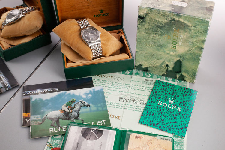 1987 Rolex DateJust 16030 Grey Tapestry Dial with Box and Papers