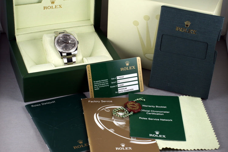 2010 Rolex DateJust 116244 Diamond Dial and Bezel with Box and Papers