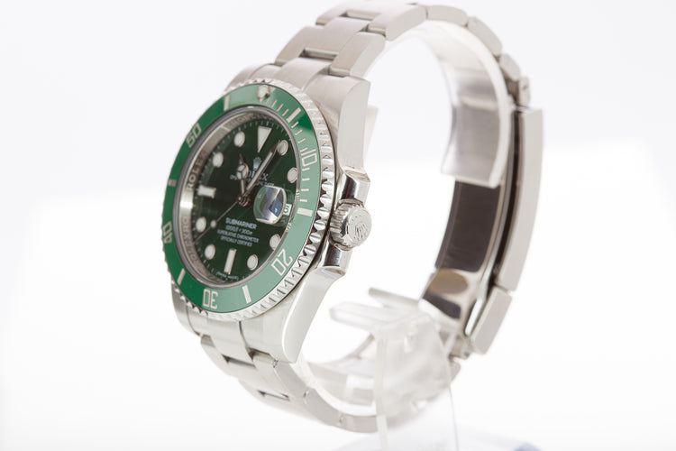 2016 Rolex Green Submariner 116610LV "Hulk" with Box, Booklets & Card