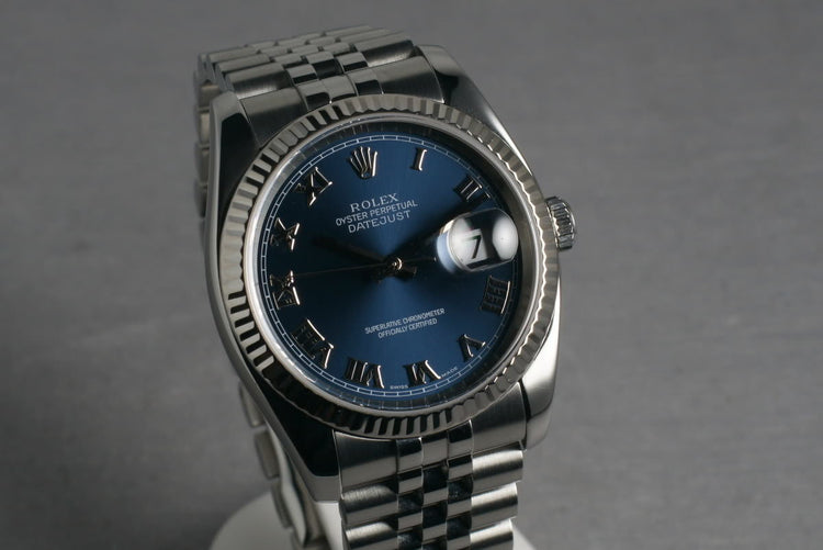 2005 Rolex Modern Datejust 116234 with Blue Roman Dial