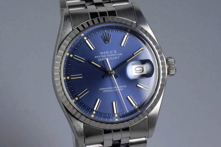 1972 Rolex DateJust 1603 Blue Dial with Box and Papers