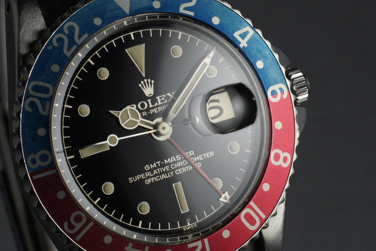 1961 Rolex GMT 1675 PCG with Glossy Gilt Chapter Exclamation Ring Dial