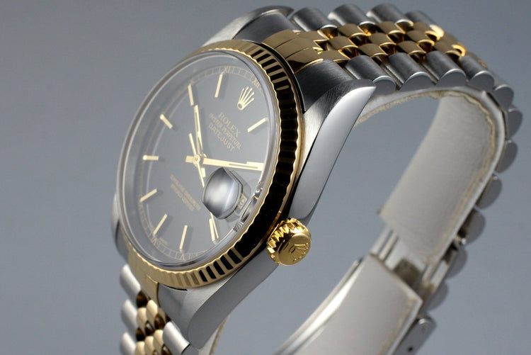 2002 Rolex Two Tone DateJust 16233 Glossy Black Dial