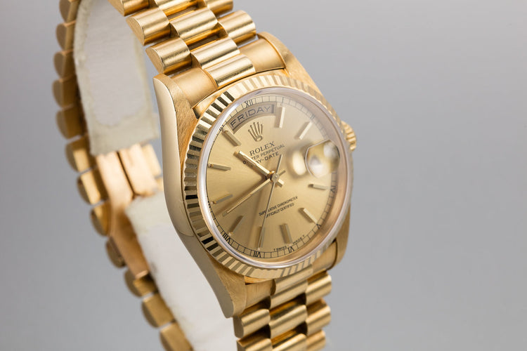 1990 Rolex 18K YG Day-Date 18238 Champagne Dial