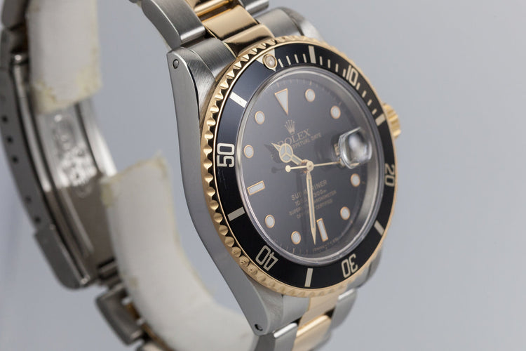 1985 Rolex Two Tone Submariner 16803 Black Dial with Box and Papers