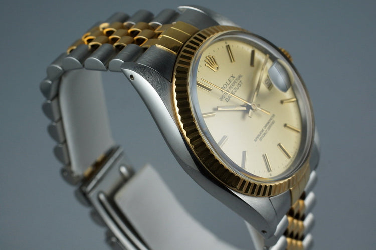 1987 Rolex Two Tone DateJust 16013 with Box and Papers