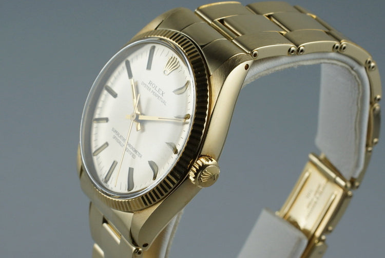 1977 Rolex YG Oyster Perpetual 1005 with Box and Papers